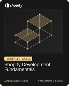 Odznaka certyfikatu Shopify Development Fundamentals