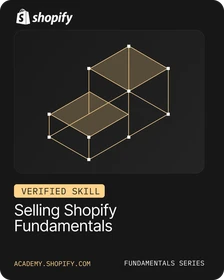 Odznaka certyfikatu Shopify Selling Fundamentals