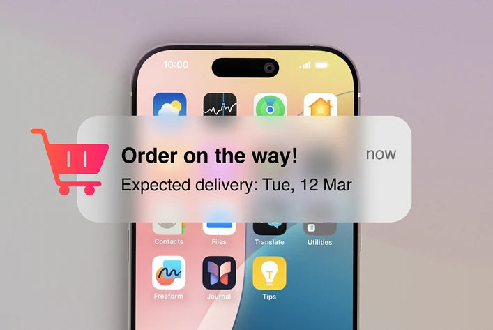 Powiadomienie push w aplikacji mobilnej na smartfonie